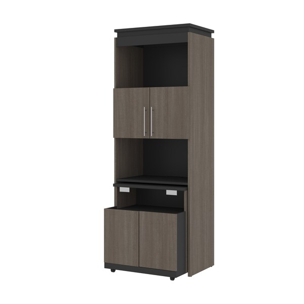 Orion 30W Shelving Unit with Fold-Out Desk, Bark Gray & Graphite